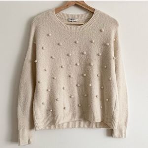 Madewell Ivory Pom Pom Bobble Sweater